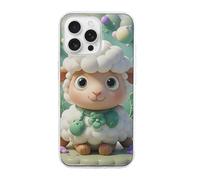 HETVBNS Compatible with iPhone 16 Case TPU, Slim Thin Lightweight Cover, Soft Scratch-Resistant Non-Slip Phone Cover, Cute Cartoon Sheep iPhone 16 Pro Max Case Classic Design