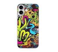 HETVBNS Compatible with iPhone 16 Case TPU, Slim Thin Lightweight Cover, Soft Scratch-Resistant Non-Slip Phone Cover, Graffiti Drawing iPhone 16 Case Classic Design