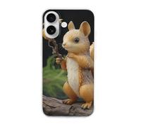 HETVBNS Compatible with iPhone 16 Case TPU, Slim Thin Lightweight Cover, Soft Scratch-Resistant Non-Slip Phone Cover, Resin Squirrel iPhone 16 Case Classic Design