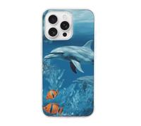 HETVBNS Compatible with iPhone 16 Case TPU, Slim Thin Lightweight Cover, Soft Scratch-Resistant Non-Slip Phone Cover, Dolphins Blue iPhone 16 Pro Case Classic Design