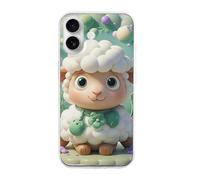 HETVBNS Compatible with iPhone 16 Case TPU, Slim Thin Lightweight Cover, Soft Scratch-Resistant Non-Slip Phone Cover, Cute Cartoon Sheep iPhone 16 Case Classic Design