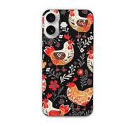 HETVBNS Compatible with iPhone 16 Case TPU, Slim Thin Lightweight Cover, Soft Scratch-Resistant Non-Slip Phone Cover, Cute Rooster Chickens iPhone 16 Case Classic Design