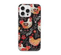 HETVBNS Compatible with iPhone 16 Case TPU, Slim Thin Lightweight Cover, Soft Scratch-Resistant Non-Slip Phone Cover, Cute Rooster Chickens iPhone 16 Pro Max Case Classic Design