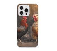 HETVBNS Compatible with iPhone 16 Case TPU, Slim Thin Lightweight Cover, Soft Scratch-Resistant Non-Slip Phone Cover, Rooster and Chicken iPhone 16 Pro Case Classic Design