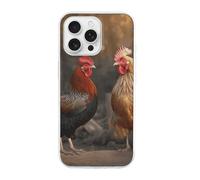 HETVBNS Compatible with iPhone 16 Case TPU, Slim Thin Lightweight Cover, Soft Scratch-Resistant Non-Slip Phone Cover, Rooster and Chicken iPhone 16 Pro Max Case Classic Design