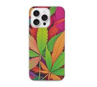 HETVBNS Compatible with iPhone 16 Case TPU, Slim Thin Lightweight Cover, Soft Scratch-Resistant Non-Slip Phone Cover, Multicolor Leaf Weed Art iPhone 16 Pro Case Classic Design