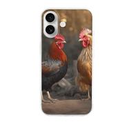 HETVBNS Compatible with iPhone 16 Case TPU, Slim Thin Lightweight Cover, Soft Scratch-Resistant Non-Slip Phone Cover, Rooster and Chicken iPhone 16 Case Classic Design