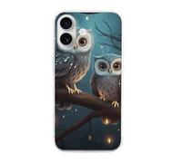 HETVBNS Compatible with iPhone 16 Case TPU, Slim Thin Lightweight Cover, Soft Scratch-Resistant Non-Slip Phone Cover, Owl on Tree iPhone 16 Case Classic Design