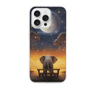 HETVBNS Compatible with iPhone 16 Case TPU, Slim Thin Lightweight Cover, Soft Scratch-Resistant Non-Slip Phone Cover, Animal Elephant Owl Tree Moon Star iPhone 16 Pro Case Classic Design