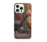 HETVBNS Compatible with iPhone 16 Case TPU, Slim Thin Lightweight Cover, Soft Scratch-Resistant Non-Slip Phone Cover, Rooster and Chicken iPhone 16 Pro Max Case Classic Design