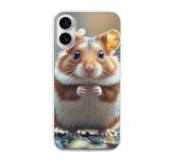 HETVBNS Compatible with iPhone 16 Case TPU, Slim Thin Lightweight Cover, Soft Scratch-Resistant Non-Slip Phone Cover, Cute and Weird Hamster iPhone 16 Case Classic Design