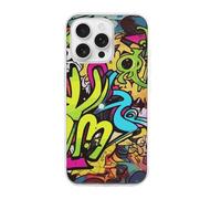 HETVBNS Compatible with iPhone 16 Case TPU, Slim Thin Lightweight Cover, Soft Scratch-Resistant Non-Slip Phone Cover, Graffiti Drawing iPhone 16 Pro Case Classic Design