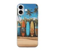 HETVBNS Compatible with iPhone 16 Case TPU, Slim Thin Lightweight Cover, Soft Scratch-Resistant Non-Slip Phone Cover, Surf's Up Surfboard iPhone 16 Case Classic Design
