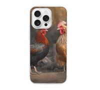 HETVBNS Compatible with iPhone 16 Case TPU, Slim Thin Lightweight Cover, Soft Scratch-Resistant Non-Slip Phone Cover, Rooster and Chicken iPhone 16 Pro Case Classic Design