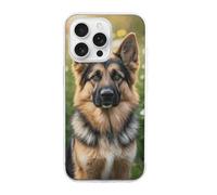 HETVBNS Compatible with iPhone 16 Case TPU, Slim Thin Lightweight Cover, Soft Scratch-Resistant Non-Slip Phone Cover, Cute Pet German Shepherd Dog iPhone 16 Pro Case Classic Design