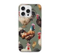 HETVBNS Compatible with iPhone 16 Case TPU, Slim Thin Lightweight Cover, Soft Scratch-Resistant Non-Slip Phone Cover, Chicken and Rooster Print iPhone 16 Pro Max Case Classic Design