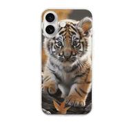 HETVBNS Compatible with iPhone 16 Case TPU, Slim Thin Lightweight Cover, Soft Scratch-Resistant Non-Slip Phone Cover, Cute Tiger iPhone 16 Case Classic Design