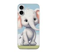 HETVBNS Compatible with iPhone 16 Case TPU, Slim Thin Lightweight Cover, Soft Scratch-Resistant Non-Slip Phone Cover, Cute Elephant iPhone 16 Case Classic Design