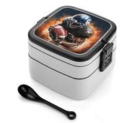 HETVBNS Cool American Football Bento Box Double Layer Lunch Box 1000ml