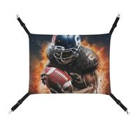 HETVBNS Cool American Football Pet Hammock for Cats & Dogs, Soft Breathable Canvas Hanging Hammock with Adjustable Straps, Comfortable & Durable Hanging Bed for Small to Medium Pets