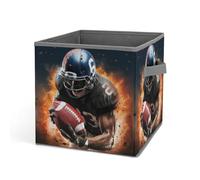 HETVBNS Cool American Football Storage Bins 10.6 Inch, Oxford Fabric Foldable Storage Cube Organizer Basket with Handles, Fabric Bins for Closet Shelves, Toys, Clothes, Books, Bedroom