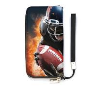 HETVBNS Cool American Football Wallet, Elegant Wristlet Wallet with Multi-Card Slots, PU Leather Long Purse for Women, Men