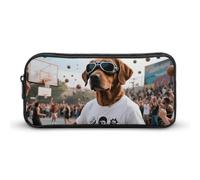 HETVBNS Cool Dog with Sunglasses Pencil Case Large Capacity, Durable Pencil Pouch Portable Small Cosmetic Bag with Metal Zipper, Simple Makeup Pouch Aesthetic Toiletry Bag for Travel Office