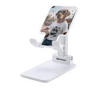 HETVBNS Cool Dog with Sunglasses Phone Stand for Desk - Adjustable & Foldable Tablet Stand Portable Cell Phone Stand Holder Compatible with 4-13" Smartphones, Tablets