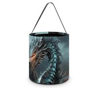 HETVBNS Cool Dragon Candy Bag Halloween Trick Or Treat Bucket 7.9x8.3in, Reusable Gift Bags for Party Holiday Wedding