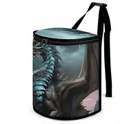 HETVBNS Cool Dragon Car Trash Can with Lid, Leakproof Hanging Automotive Trash Bin, Waterproof Garbage Storage Bag for Vehicles, RV, Bathroom, Office