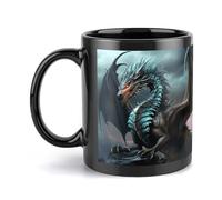HETVBNS Cool Dragon Ceramic Coffee Mug with Handle, Double-Sided Printed, Stylish 11oz Coffee Mug for Women Men, Dishwasher Safe