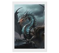 HETVBNS Cool Dragon Diamond Painting Kits for Adults, Full Round Drill DIY Diamond Art for Beginners, 5D Gem Art and Crafts for Home Wall Decor 8"x12"