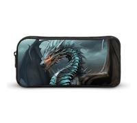HETVBNS Cool Dragon Pencil Case Large Capacity, Durable Pencil Pouch Portable Small Cosmetic Bag with Metal Zipper, Simple Makeup Pouch Aesthetic Toiletry Bag for Travel Office