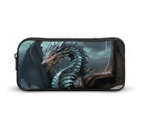 HETVBNS Cool Dragon Pencil Case Large Capacity, Durable Pencil Pouch Portable Small Cosmetic Bag with Metal Zipper, Simple Makeup Pouch Aesthetic Toiletry Bag for Travel Office
