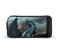 HETVBNS Cool Dragon Pencil Case Large Capacity Zipper Pouch, Durable Pencil Box Organizer, Portable Small Cosmetic Bag for Office, Travel