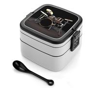 HETVBNS Cool Drum Set Bento Box Double Layer Lunch Box 1000ml