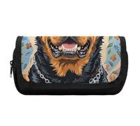 HETVBNS Cool Rottweiler Dog Art Pencil Case Extra Large, Double Layer Pencil Pouch with Zipper, Portable Cosmetic Bags for Travel, Office Stationery Organizer for Women Men