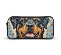 HETVBNS Cool Rottweiler Dog Art Pencil Case Large Capacity, Durable Pencil Pouch Portable Small Cosmetic Bag with Metal Zipper, Simple Makeup Pouch Aesthetic Toiletry Bag for Travel Office