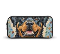 HETVBNS Cool Rottweiler Dog Art Pencil Case Large Capacity Zipper Pouch, Durable Pencil Box Organizer, Portable Small Cosmetic Bag for Office, Travel