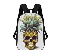 HETVBNS Cool Skull Pineapple Backpack for Women Men, Durable 600D Polyester Bookbag with Large Capacity, Lightweight 17 Inch Laptop Backpack Minimalism Casual Daypack for Work, Travel