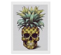 HETVBNS Cool Skull Pineapple Diamond Painting Kits for Adults, Full Round Drill DIY Diamond Art for Beginners, 5D Gem Art and Crafts for Home Wall Decor 12"x16"