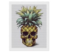 HETVBNS Cool Skull Pineapple Diamond Painting Kits for Adults, Full Round Drill DIY Diamond Art for Beginners, 5D Gem Art and Crafts for Home Wall Decor 16"x20"