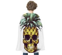 HETVBNS Cool Skull Pineapple Halloween Cape Reversible Cosplay Costume Party Cloak for Masquerade, Christmas, Role Play