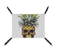 HETVBNS Cool Skull Pineapple Pet Hammock for Cats & Dogs, Soft Breathable Canvas Hanging Hammock with Adjustable Straps, Comfortable & Durable Hanging Bed for Small to Medium Pets