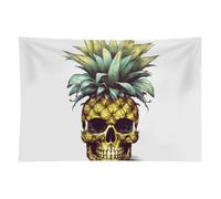 HETVBNS Cool Skull Pineapple Tapestry Wall Hanging - 40"x60" Aesthetic Tapestries Soft Polyester Wall Art Decor Large Tapestry for Bedroom Living Room Dorm Backdrop, Hanging Kit Included