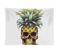 HETVBNS Cool Skull Pineapple Tapestry Wall Hanging - 60"x80" Aesthetic Tapestries Soft Polyester Wall Art Decor Large Tapestry for Bedroom Living Room Dorm Backdrop, Hanging Kit Included
