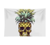 HETVBNS Cool Skull Pineapple Tapestry Wall Hanging - 60"x90" Aesthetic Tapestries Soft Polyester Wall Art Decor Large Tapestry for Bedroom Living Room Dorm Backdrop, Hanging Kit Included