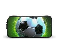 HETVBNS Cool Soccer Ball Pencil Case Large Capacity, Durable Pencil Pouch Portable Small Cosmetic Bag with Metal Zipper, Simple Makeup Pouch Aesthetic Toiletry Bag for Travel Office