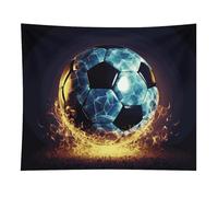 HETVBNS Cool Soccer Ball Tapestry Wall Hanging - 50"x60" Aesthetic Tapestries Soft Polyester Wall Art Decor Large Tapestry for Bedroom Living Room Dorm Backdrop, Hanging Kit Included