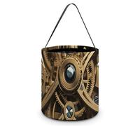 HETVBNS Cool Steampunk Gears Candy Bag Halloween Trick Or Treat Bucket 7.9x8.3in, Reusable Gift Bags for Party Holiday Wedding